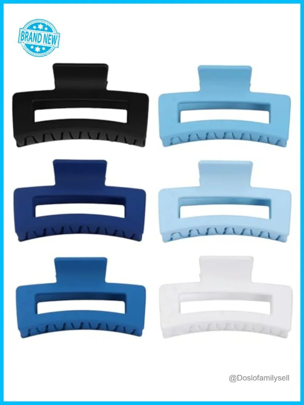 3.5 Inch Medium Hair Claw Clips 6 Pack Square Rectangle Banana Jaw Clips for